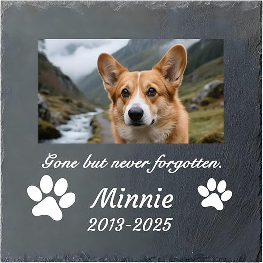 Dog Memorial Gifts for Loss of Dog, Personalized Pet Memorial Stone, Custom Dog Grave Marker with Name & Photo, Sympathy Gifts for Bereaved Pet Owners, Cemetery Decor (Style K)
