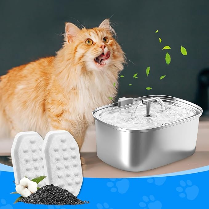 Pet Water Fountain Filters Compatible with Rellaty & Fit for Neareal 108oz/3.2L Automatic Dog Water Dispenser, Cat Filters for Bowl, 8+8 Pack
