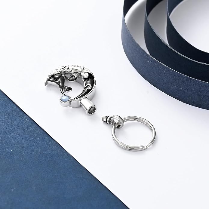 constantlife Cat Moon Urn Necklace for Women Pet Cremation Jewelry for Ashes Stainless Steel Pendant Funeral Keepsake Loved Ones Memorial Gift