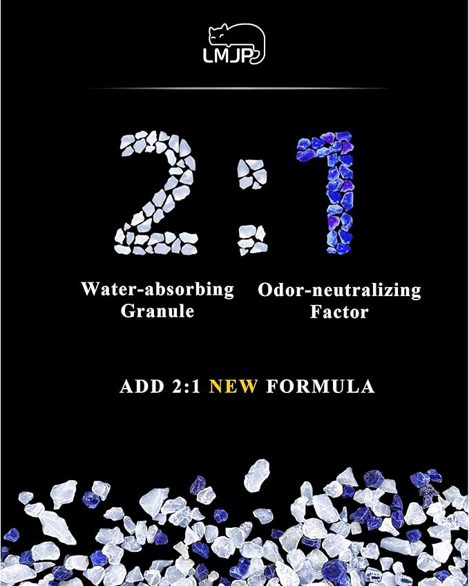 Crystal Cat Litter with Powerful Odor Control, Non-Clumping, Lasts Up to 6 Months, 24lb, Rapid Water Absorption, Unscented & Low Tracking Lightweight Blue & White Silica, 3 Pack of 8 lb