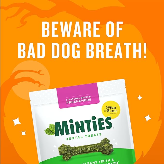 Minties Dental Chews for Dogs, 80 Count, Vet-Recommended Mint-Flavored Treats for Tiny/Small Dogs 5-24 lbs, Dental Bones Clean Teeth, Fight Bad Breath, and Removes Plaque and Tartar