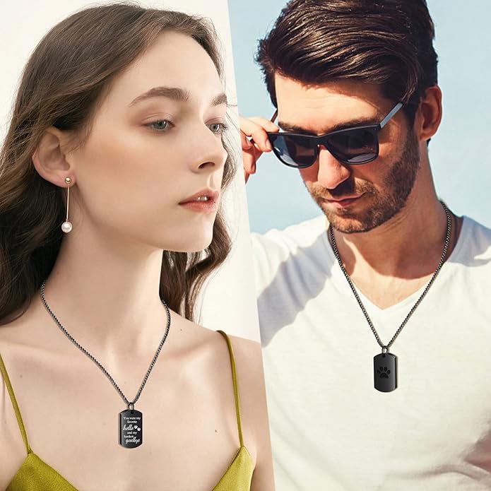 abooxiu Cremation Jewelry for Ashes Urn Necklace for Ashes Memorial Dog Ashes Necklace Cremation Necklace Pet Keepsake Necklace Pawprint Ashes Holde Necklace