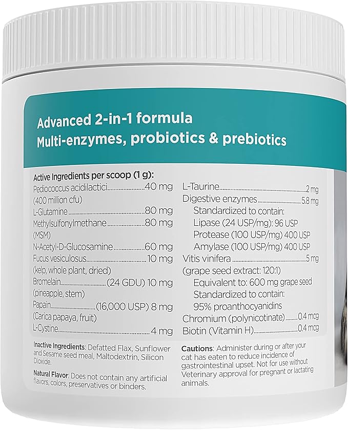 maxxipaws maxxidigest+ Prebiotic & Probiotic for Cats 3.2oz | Cat Probiotic Powder with Advanced Digestive Enzymes for Gut Health & Immunity | Supports Digestion, Food Sensitivities & Itchy Skin