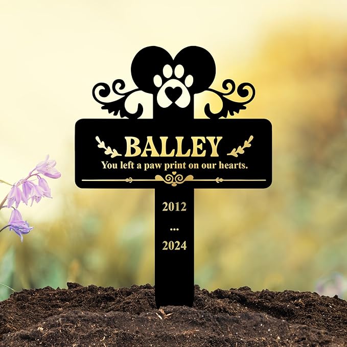 Dog Grave Marker | Personalized Outdoor Pet Memorial Stone with Custom Engraving of Name & Dates | Durable Headstone for Garden or Cemetery Use | Pet Tombstone in and Colors