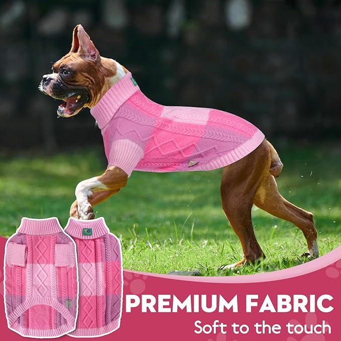 Pet Sweaters,Turtleneck Pullover Dog Sweater,Pet Sweaters for Dogs,Pet Clothes,Pet Clothing,Suitable for All Types of Dogs and Most Seasons (Pink Group,L)