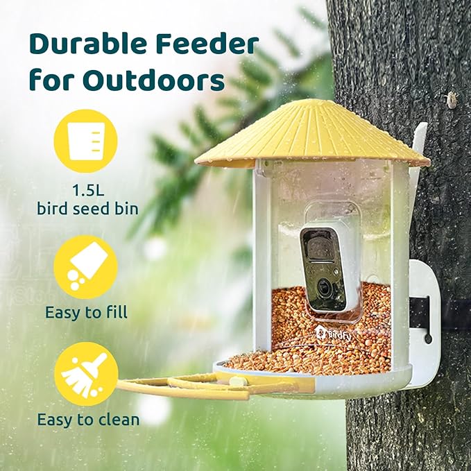 NETVUE by Birdfy Smart Feeder with AI Camera Solar Powered, 2MP Wireless Wildbird Watching, Live Stream & Night Vision, Auto-Capture & Notify, Collection & Cloud Storage (AI by Subscription)