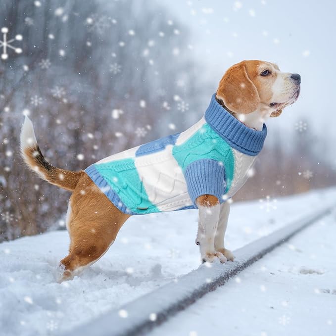 Pet Sweaters,Turtleneck Pullover Dog Sweater,Pet Sweaters for Dogs,Pet Clothes,Pet Clothing,Suitable for All Types of Dogs and Most Seasons (Blue Group,L)