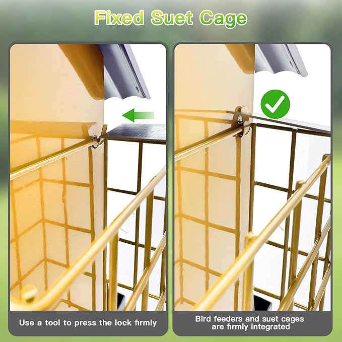 Bird Feeders for Outdoors Hanging, Metal Bird Feeder with Double Suet Cage Cake, Large Capacity, Birdfeeders Sturdy & Weatherproof, Easy to Clean & Refill, Great for Attracting Wild Birds