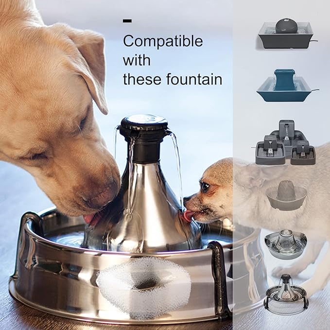 Cat Water Fountain Foam Filters, Compatible with Multiple Pet Fountain Dispenser Sponge Filters (8 Pcs)