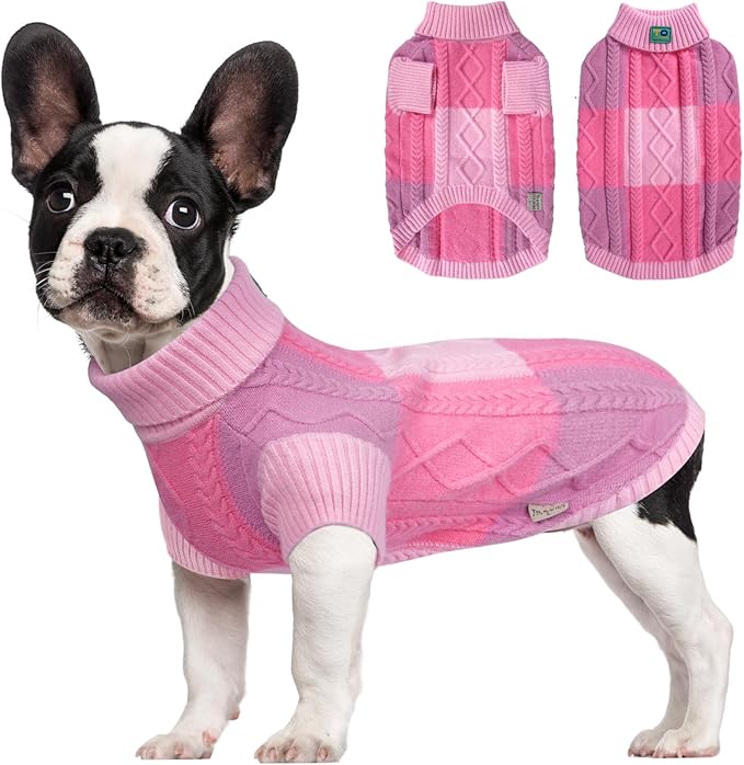 Pet Sweaters,Turtleneck Pullover Dog Sweater,Pet Sweaters for Dogs,Pet Clothes,Pet Clothing,Suitable for All Types of Dogs and Most Seasons (Pink Group, S)