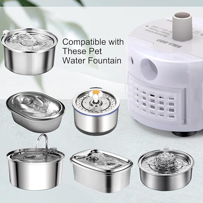 Cat Water Fountain Pump for 3.2L/108oz Stainless Steel Cat Water Fountain and 67oz/2L Stainless Steel Cat Fountain, Petilog Pet Fountain Pump, Ultra Quiet Cat Fountain Pump