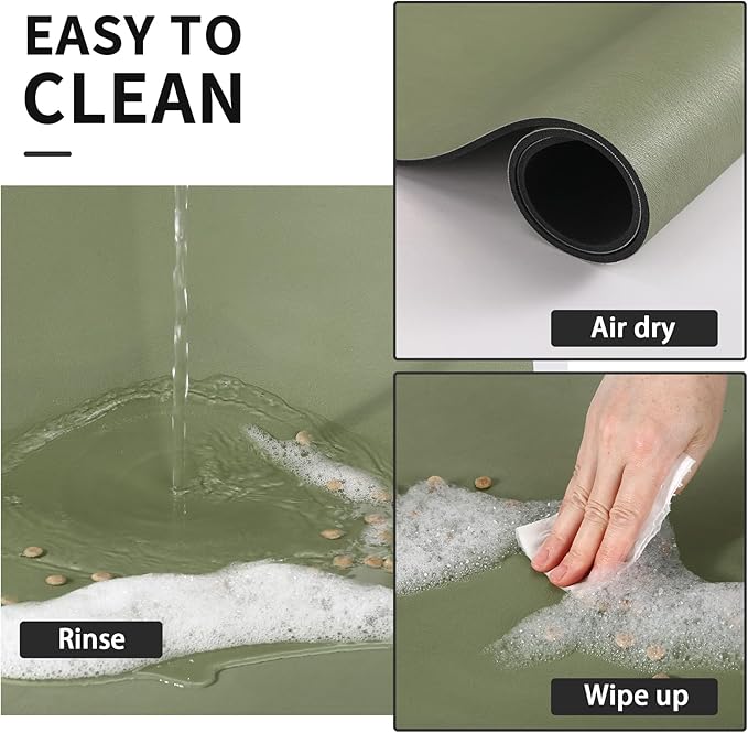 Pet Feeding Mat - Absorbent Dog Mat for Food and Water, No Stains Cat Bowl Mat, Easy to Clean Pet Placemats, Quick Dry Dog Water Dispenser Mat for Messy Drinkers | Paw Green 16"x 24"