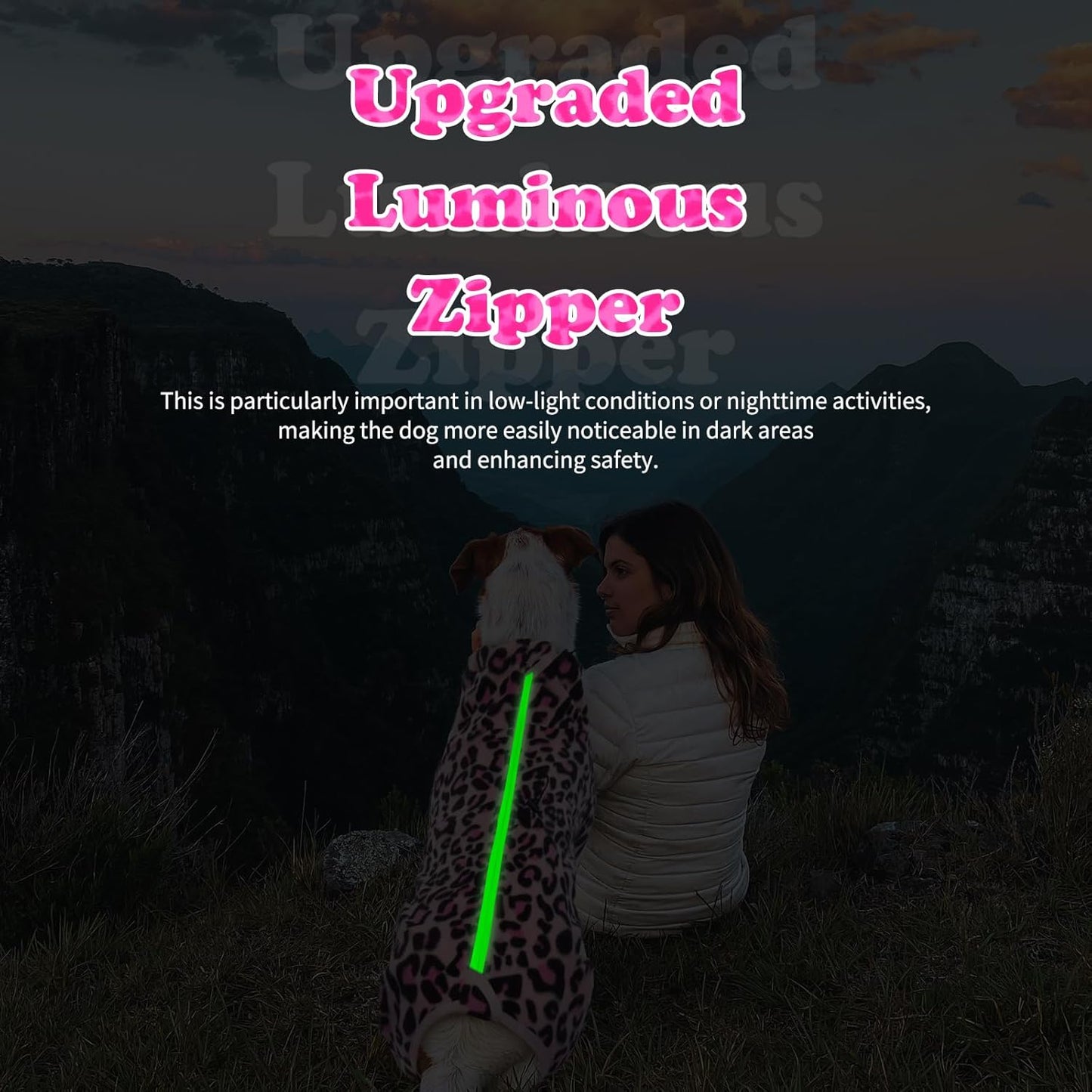 ROZKITCH Dog Winter Coat Soft Fleece Pullover Pajamas, Pet Windproof Warm Cold Weather Jacket Vest with Luminous Zipper, Jumpsuit Apparel Outfit Clothes for Small Medium Large Dog L-Pink XL