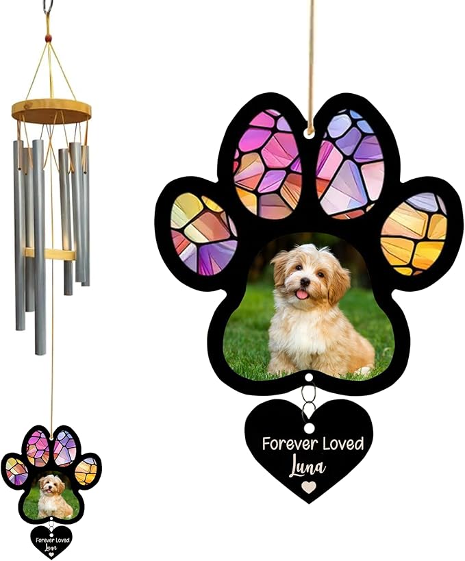 Personalized Hand Dog Wind Chimes Sun Catcher, Dog Memorial Winds Chime, Pet Loss Wind Chimes Sun Catcher, Gifts for Dogs Lovers, Sympathy Pet Winds Chime 2