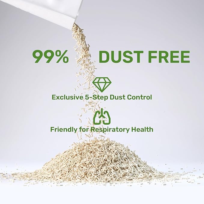 FUKUMARU Tofu Cat Litter, 32lb Fast Clumping & Superior Odor Control, 100% Natural with Bean Dregs & Corn Starch, Dust-Free, Flushable, Low Tracking, Ultra Absorbent, Lightweight, 8lb x 4 Bags