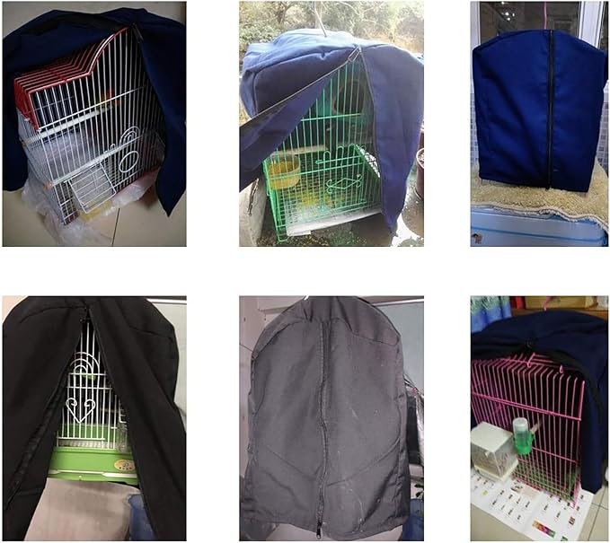 QBLEEV Bird Parrot Cage Cover Shade, Blackout Birdcage Covers, Windproof Light-Proof Sleep Reduces Distractions Night Accessories Cloth Without Cage-12.6x13x17.7in (LxWxH)