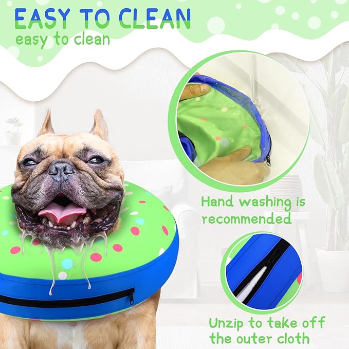 Supet Inflatable Dog Cone Collar for Large Medium Small Dogs, Soft Cone Collar for Dogs Cats, ECollar Doggie Neck Donut Dog Cone Alternative After Surgery