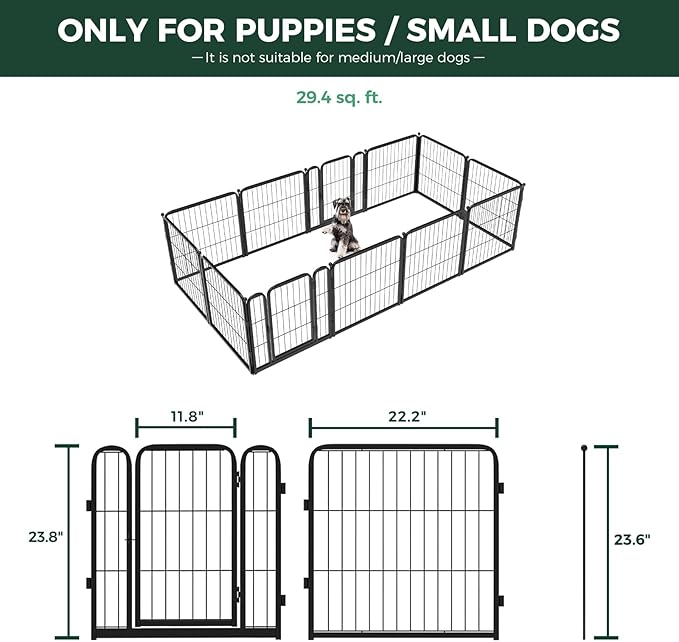 FXW Homeplus Unleashed Indoor Dog Playpen - Stress-Free and Safe Play, Heavy Duty 24 Inch 12 Panels Dog Pen for Puppy and Small Dogs, Black│Patented