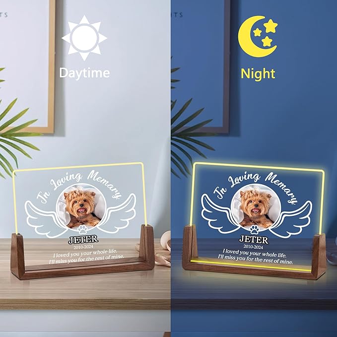 Customized Dog Memorial Gifts, Pet Memorial Acrylic Plaque, Dog Memorial Gifts for Loss of Dog, Custom Christmas Unique Gifts for Women Men, Memorial Picture Frame for Cats, Dog Bereavement Gifts