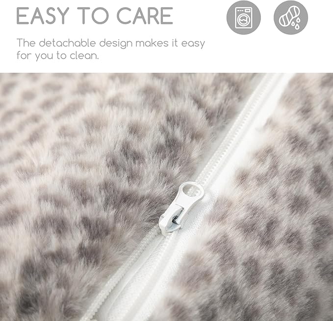 Hollypet Cat Bed Fluffy Plush Mutifuctional Double-Layer Soft Pet Couch Orthopedic Sofa Nest Beds for Small Cats and Dogs, Snow Leopard (21x15x8 inch)