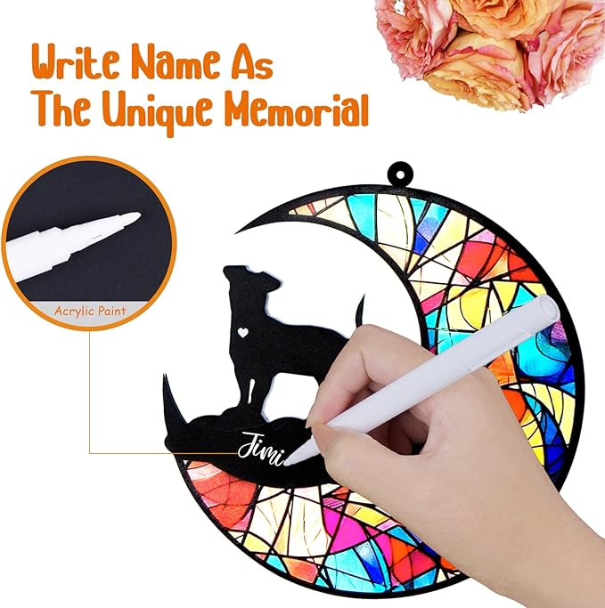 Dog Memorial Suncatcher,Pet Sympathy Gifts,Dog Memorial Gifts for Loss of Dog,Personalized Dog Pass Away Gifts with Name Date for Pet Lovers