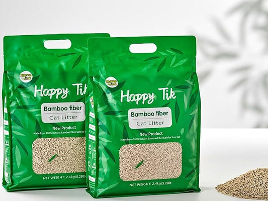 Plant-Based Bamboo Fiber Cat Litter, Green & Eco Friendly, Flushable & Resealable, Dust Free, Instant Clumping, Odor Control - Multiple Packs (2 Packs)