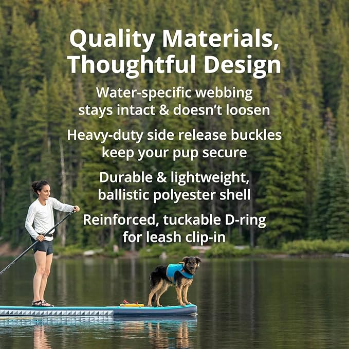 Ruffwear, Float Coat Dog Life Jacket, Premium Buoyancy Swim Vest with Lift Handle, Secure Fit & Reflective Trim, Adjustable Flotation for Swimming, Boating, & Outdoor Adventures, Deep Blue, X-Small