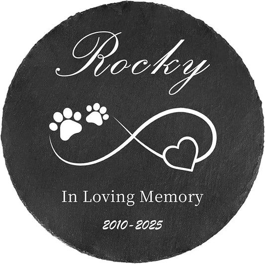 Ships Next Day Personalized Pet Memorial Stone for Loss of Dog Cat, Custom Photo Name Memory Headstone Garden Grave Marker Bereavement Sympathy Gift