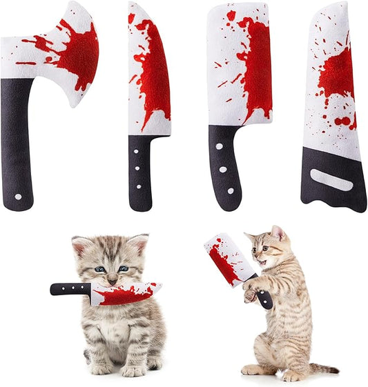 Potaroma 4Pcs Cat Toys, Horror Knife-Shaped Kitten Catnip Crinkly Sound Toys, Indoor Exercise for All Cat Breeds 6.5 Inches