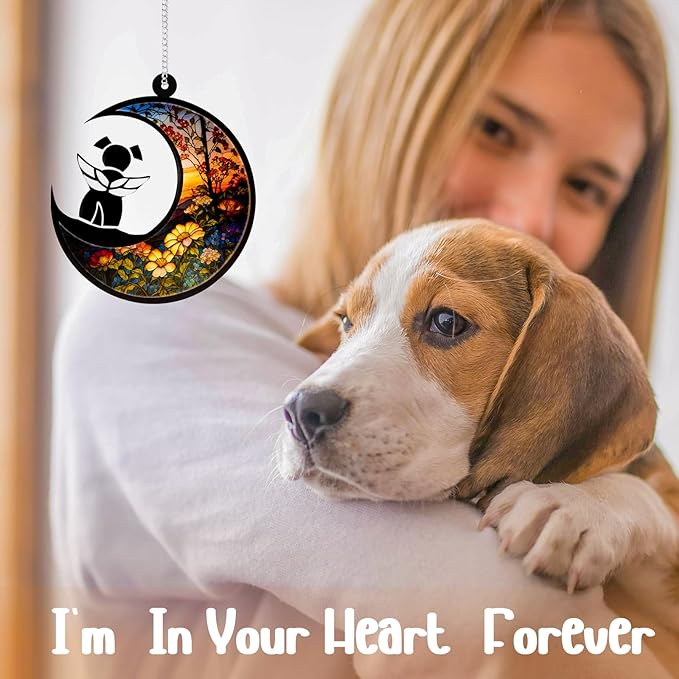 Dog Memorial Suncatcher,Pet Sympathy Gifts,Dog Memorial Gifts for Loss of Dog,Personalized Dog Pass Away Gifts with Name Date for Pet Lovers