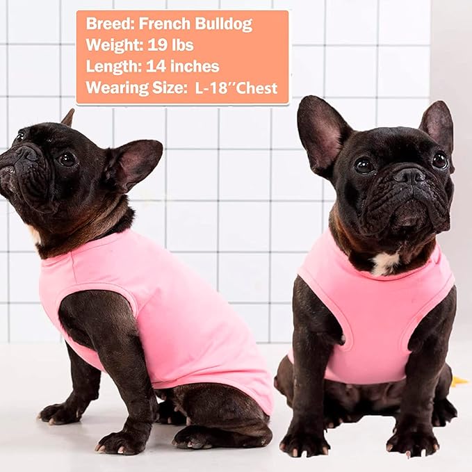 KYEESE 2Pack Dog Shirts Striped T Shirt Soft Tee for Small Dogs Cotton Tank Top Clothes Lightweight Sleeveless Dog Vest, X-Large,Pink+Striped