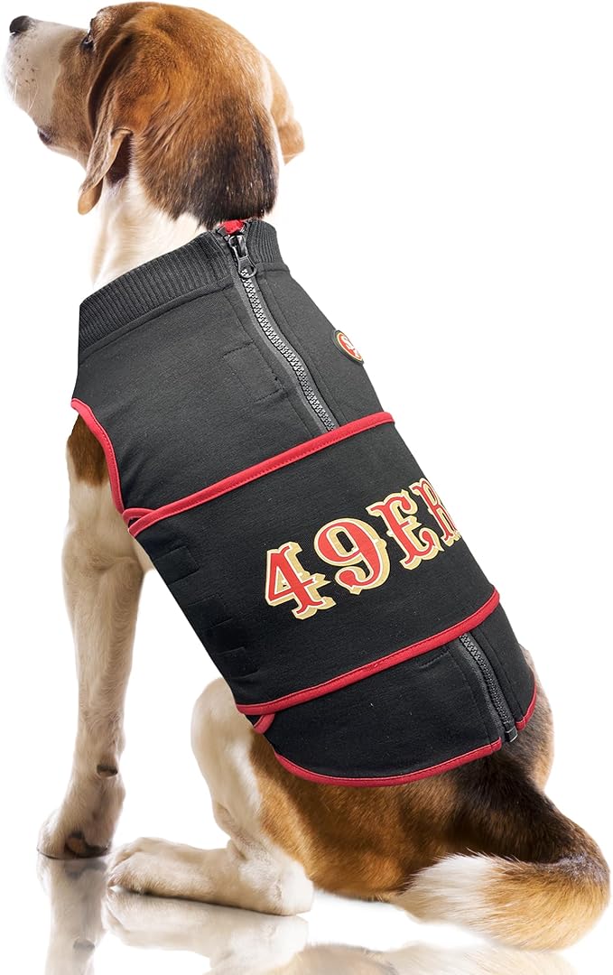 NFL SAN Francisco 49ERS Dog Anxiety Shirt Calming Soothing Solution Vest for Dogs/Cats with Anxiety, Fears, Fireworks, Loud Noises, Dark, Lonely Keeps Dogs Calm Feeling Safe, Relaxing Jacket, Small