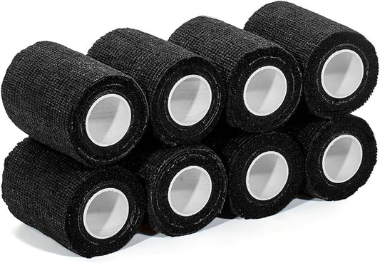 Self Adhesive Bandage Wrap,Bandage Tape,Medical Tape,Vet Tape,Athletic Tape Gauze,for First Aid,Sports, Wrist, Ankles(8 Rolls,3inch*5Yards), 8pcs Black