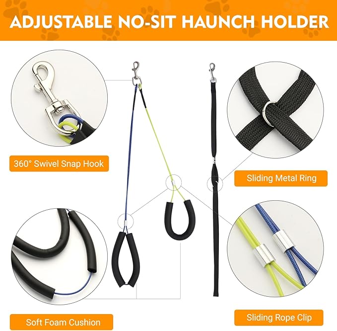 Dog Grooming Arm, 29" Height Adjustable Pet Grooming Arm with Clamp for Small and Medium Dogs,Grooming Loop and No Sit Haunch Holder