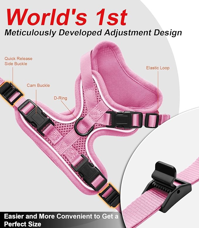 Cat Harness and Leash for Walking Escape Proof Soft Adjustable Cat Leash Breathable Comfortable Vest Easy to Wear Kitten Harness for Outdoor Travel Pink S