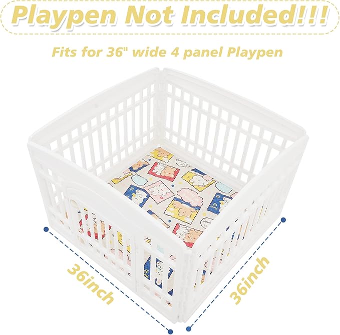 PJYuCien Washable Dog Playpen Mat, 36”x 36”, Leak-Proof Reusable Puppy Pee Pads, Non-Slip Pee Mat for Whelping Pads, Crate, Potty Training, Puppy Playpen (Note: Mat Only, Playpen Not Included)