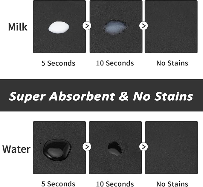 Pet Feeding Mat - Absorbent Dog Mat for Food and Water, No Stains Cat Bowl Mat, Easy to Clean Pet Placemats, Quick Dry Dog Water Dispenser Mat for Messy Drinkers | Paw Black 18"x 28"