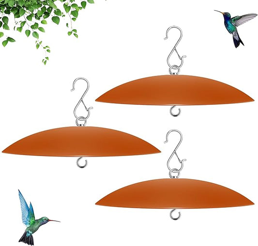 13" Hummingbird Feeder Shade Cover,Bird Feeders Dome Rain Cover,Hummingbird Umbrella for Shepherd's Hook Outdoors (Terracotta), 3 Pack