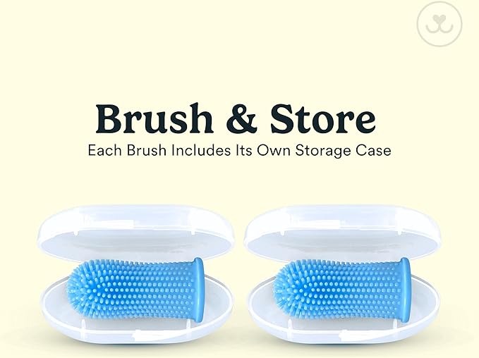 Jasper Dog Toothbrush, 360 Dog Tooth Brushing Kit, Finger Toothbrush, Cat Tooth Brush, Teeth Cleaning, Pet Tooth Brush for Small & Large Pets, Pet Toothpaste Not Included, 2-Pack Blue
