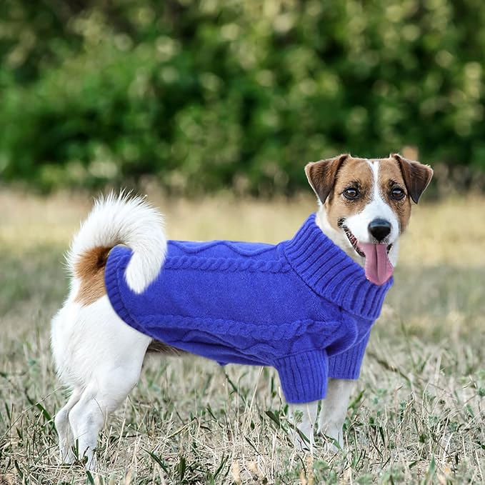 Queenmore XXL Dog Sweaters,Large Dog Sweater for Pitbull Doberman,Warm Turtleneck Knitted Big Pet Sweater for Male Femal Dogs,Extra Large Size Pet Winter Clothes (Roayl Blue,2XL)