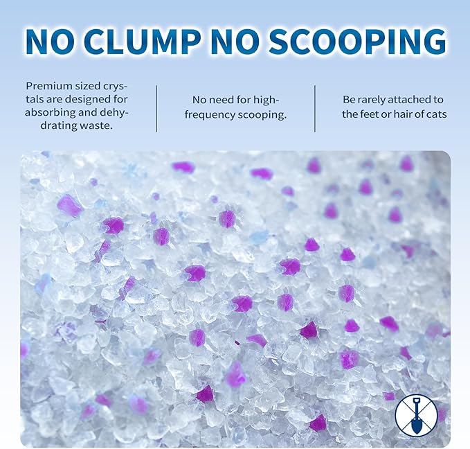 Made4Pets Cat Litter Crystals, Non Clumping Cat Litter Odor Control Kitty Litter Non Clumping No scooping Low Dust, Low Tracking, Lightweight, Dehydrates Waste, Lavender – 17.2 lbs (4 x 4.3 lb Packs)
