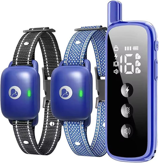 Aikko Dog Shock Collar with Remote - IPX7 Waterproof, 3 Training Modes (Beep, Vibration, Shock), Rechargeable E-Collar for Most Breeds, Anti-Bark & Adjustable Humanitarian Training Collar for 2 Dog