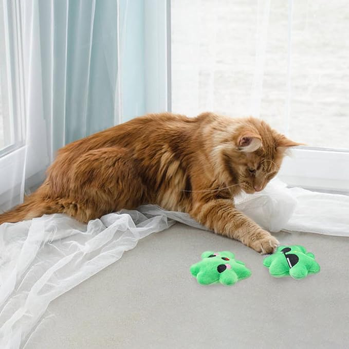 6pcs St. Patrick's Day Shamrock Catnip Toy，Indoor Shamrock Shaped Cat Toy Plush Interactive Chew Bite Toys for Cat Kitten Indoor Festive Holiday Cat Lover Gift