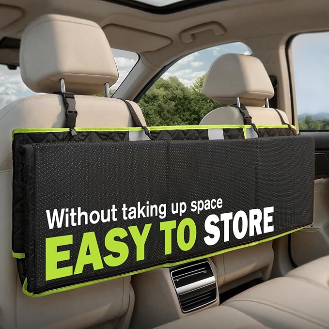 Dog Car Seat Cover for Back Seat, Waterproof & Scratch-Resistant Leather Fabric Back Seat Extender for Dogs, Car Window Fixing for Maximum Car Protection, Support to 330 lbs, for Cars/SUV/Trucks