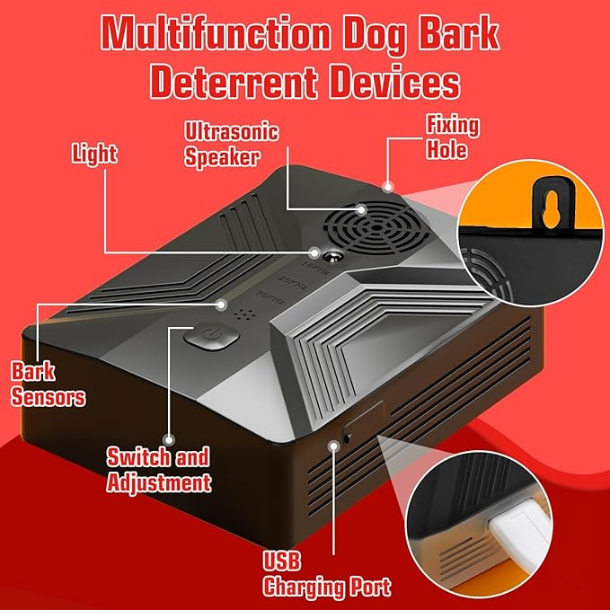 Anti Barking Devices, Anti Barking Device for Dogs Long Range 50ft, Barking Control Devices for Dog Training in Outdoor, 3 Modes Ultrasonic Bark Box, Dog Bark Deterrent Devices, Dog Barking Silencer