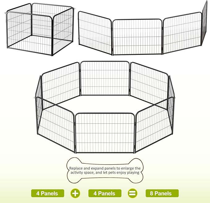 BestPet | Dog Playpen Extender | 24 Inch, 4 Panels | Heavy Duty Metal Pet Exercise Pen | Indoor Outdoor Fence Panels | Rust-Resistant, Removable, Tool-Free Setup | Anti-Skid, Expandable Design