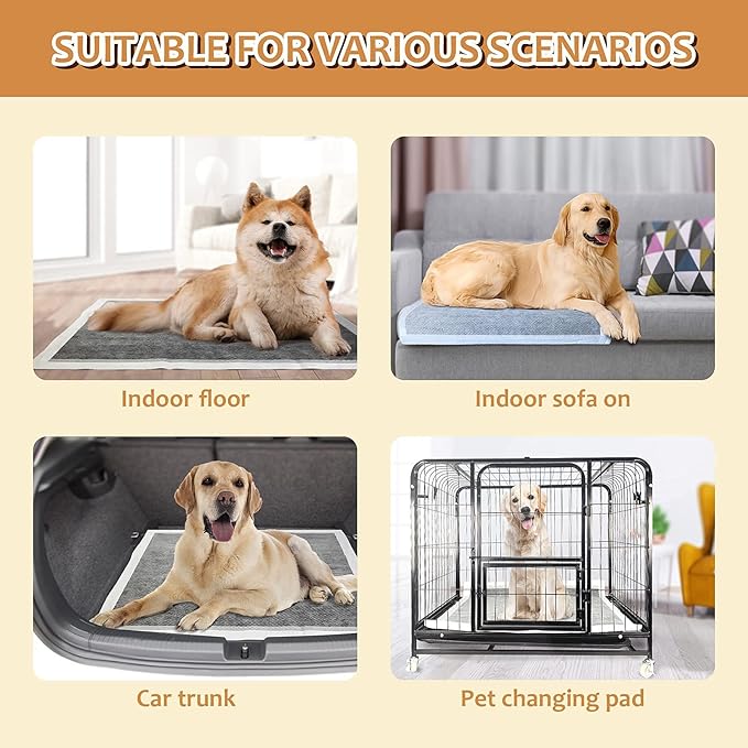 Dog Pee Pads Extra Large 28" x 34", 30 Count, Activated Carbon Charcoal Puppy Pads XL, Potty Pads for Dogs with Adhesive Sticky Tape, Disposable Training Bed Pads for Pets, Doggies, Cats