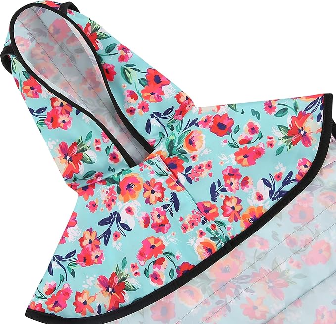 HDE Dog Raincoat Jacket Reflective Adjustable Hooded Pet Poncho Rain Coat with Leash Hole for Small to X-Large Dogs Turquoise - XL