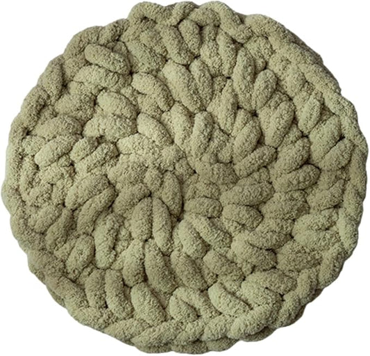 Cat Knitted Bed Mat, Extra-Soft Washable Warm Round Pads Cushions for Indoor Kittens, Cat Trees Towers, Perfect for Kneading and Sleeping (Green,Large)