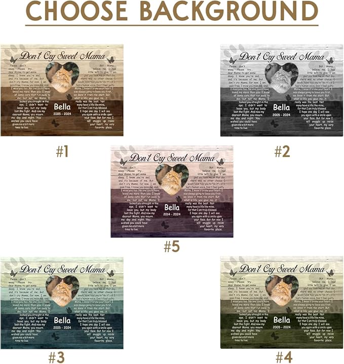 Customizable Pet Memorial Headstone for Cat - Selective Base Color to Engrave Loving Sign - Sweet Cat Mom Gifts, Remember in Memory of Cats